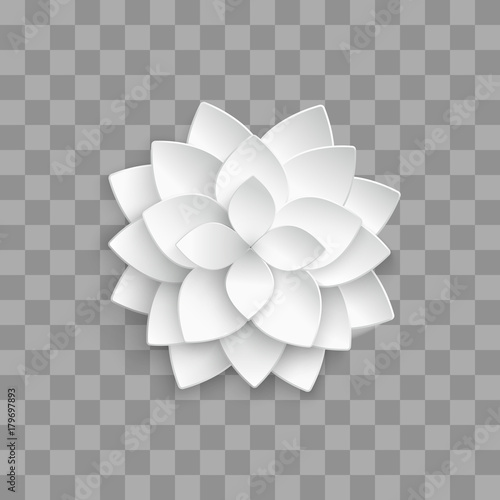 White paper 3d lotus isolated on transparent background