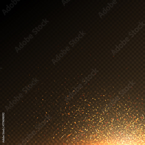 Burning fire particles, coal sparks abstract vector effect isolated
