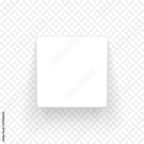 White box mock up model 3D top view with shadow. Vector isolated blank cardboard open box package template on transparent background. White paper matchbook container