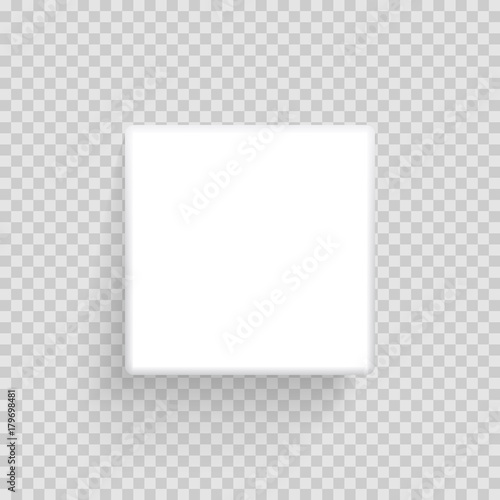 White box mock up model 3D top view. Vector isolated blank cardboard open box package template on transparent background. White paper matchbook container with shadow