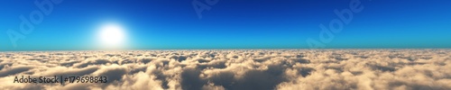 Sun above the clouds  panorama clouds  banner