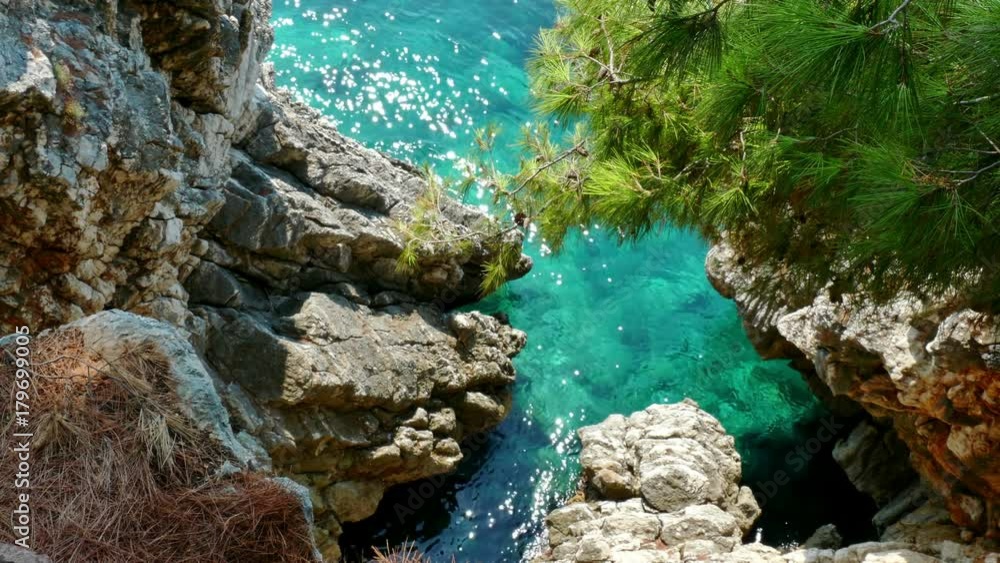 Landscape of the cliff and the pure turquoise sea Landscape of the cliff and the pure turquoise sea