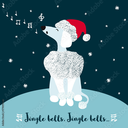 New year greeting card with cute dog.