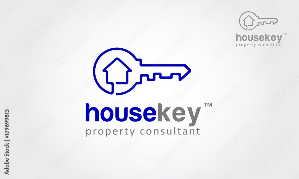 House Key Vector Logo Template. Vector logo design element on white background. Real estate, key, house or home made from one direction line. it's modern, simple and clean design. House Key Vector Logo Template. Vector logo design element on white background. Real estate, key, house or home made from one direction line. it's modern, simple and clean design.