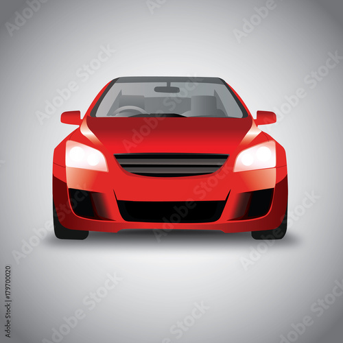 Vector sports red car front view