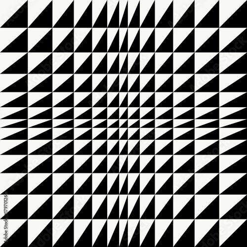black and white triangle op-art background.