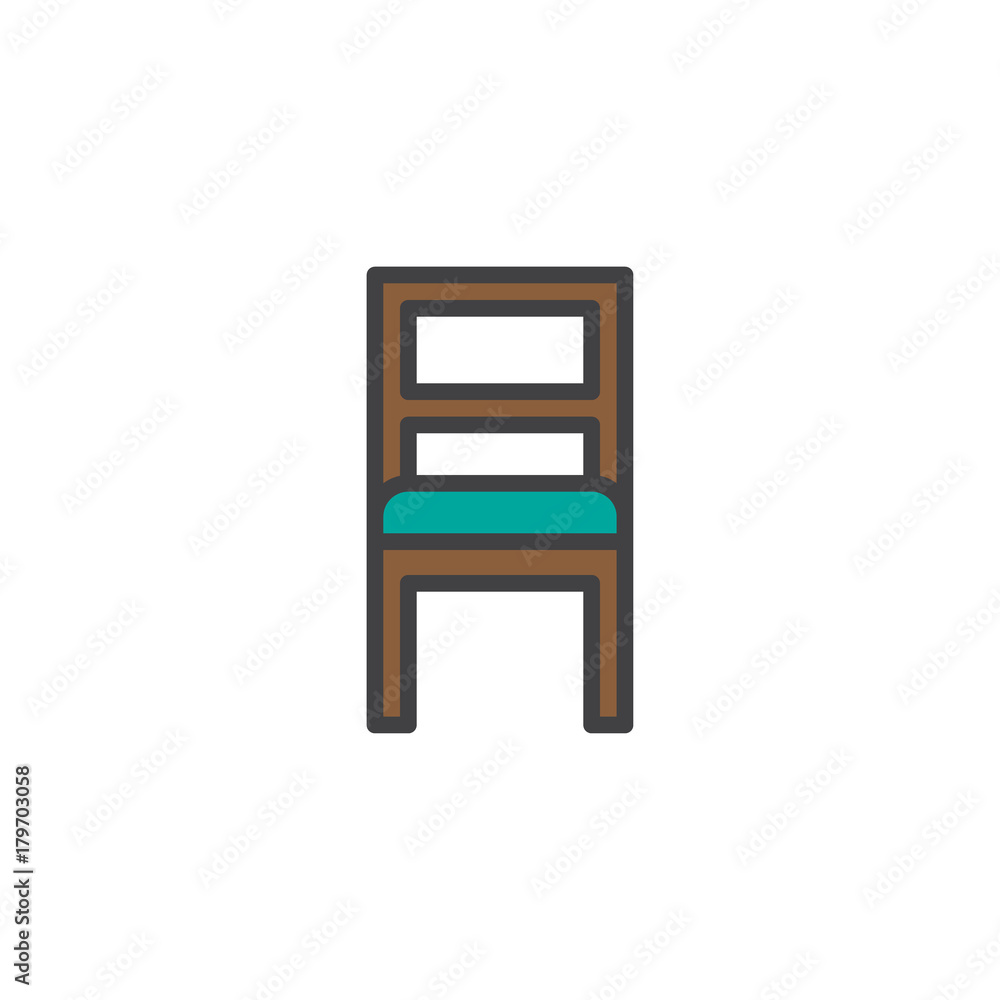Chair furniture filled outline icon, line vector sign, linear colorful pictogram isolated on white. Symbol, logo illustration. Pixel perfect vector graphics Chair furniture filled outline icon, line vector sign, linear colorful pictogram isolated on white. Symbol, logo illustration. Pixel perfect vector graphics