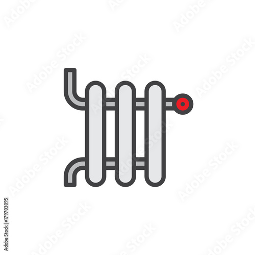 Heating radiator filled outline icon, line vector sign, linear colorful pictogram isolated on white. Symbol, logo illustration. Pixel perfect vector graphics