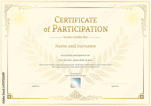 Luxury certificate template with elegant border frame, Diploma design for graduation or completion