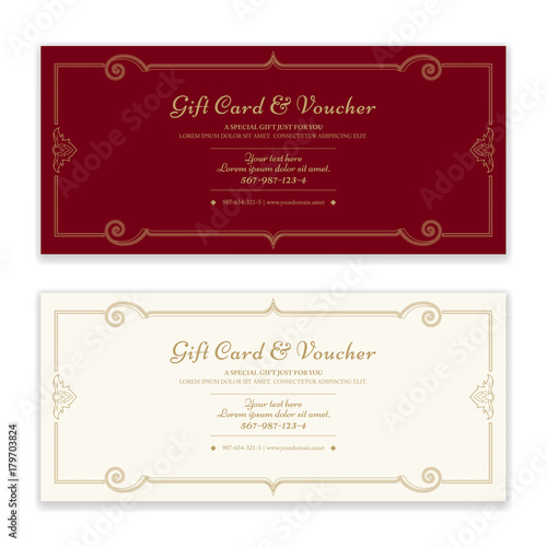 Gift certificate, voucher, gift card or cash coupon template in vector format