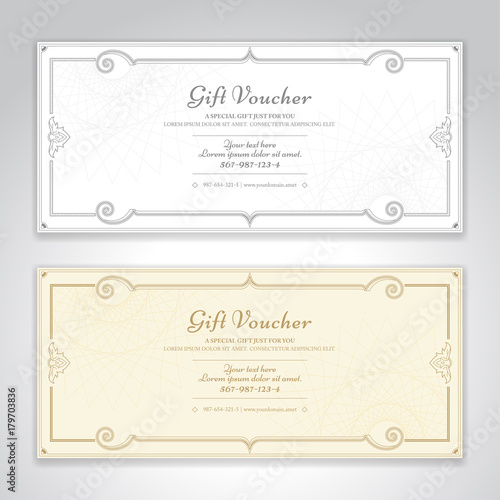 Gift certificate, voucher, gift card or cash coupon template in vector format