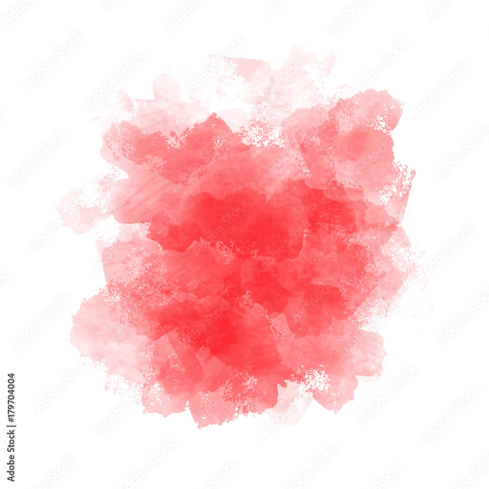 Red watercolor painting textured on white paper isolated on white background