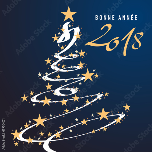carte de vœux - 2018 - bonne année - vœux - noël - carré - sapin - étoile - guirlande