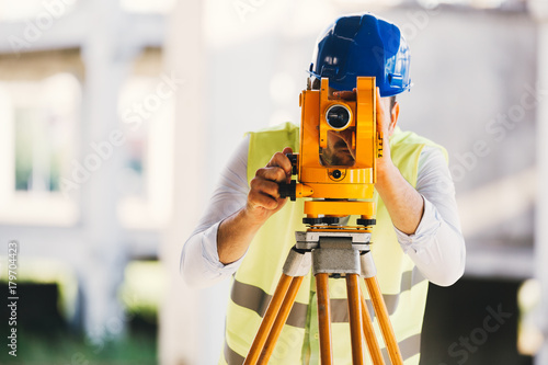 Picture of construction engineer working on building site photo