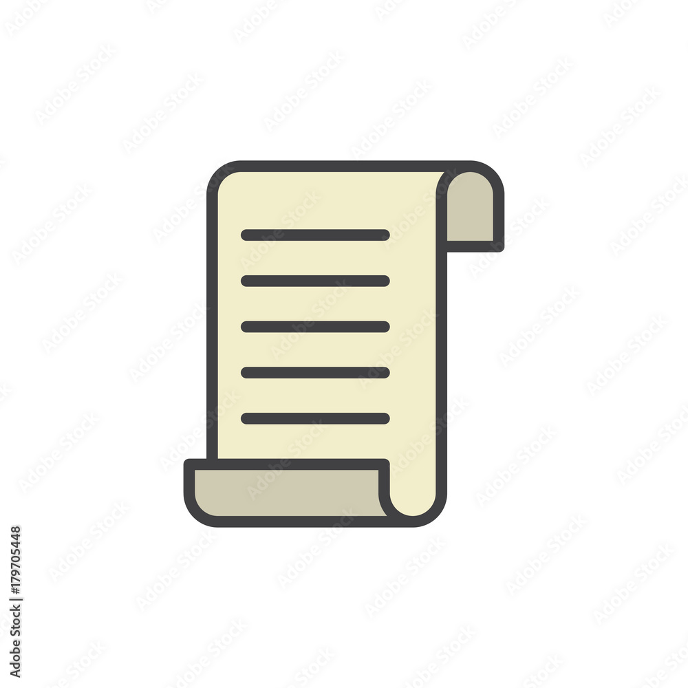 Paper filled outline icon, line vector sign, linear colorful pictogram isolated on white. Document symbol, logo illustration. Pixel perfect vector graphics Paper filled outline icon, line vector sign, linear colorful pictogram isolated on white. Document symbol, logo illustration. Pixel perfect vector graphics