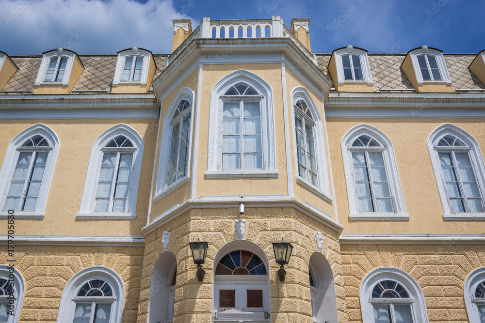 Close up of palace of King Nikola in Bar city in Montenegro