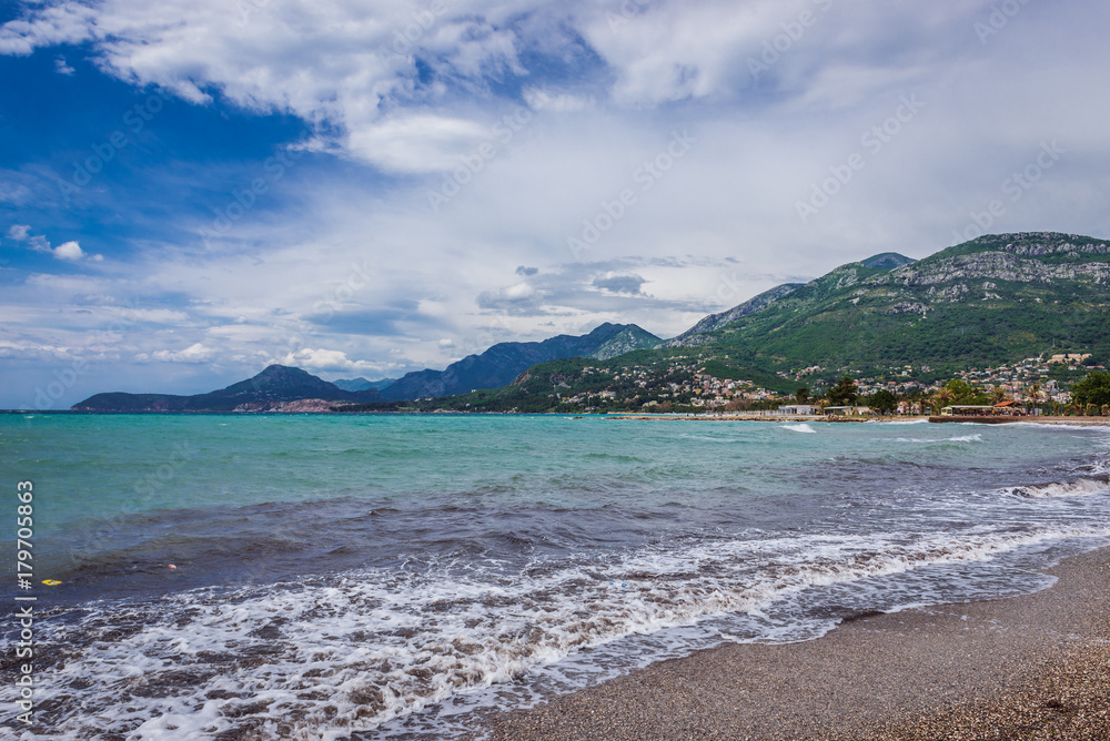 Adriatic Sea beach in Bar city in Montenegro