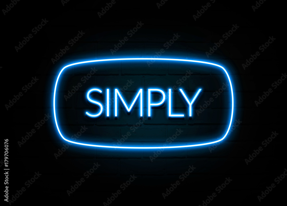 Simply  - colorful Neon Sign on brickwall