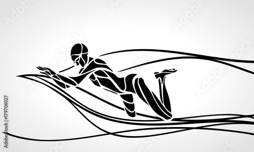 Swimmer Breaststroke vector black silhouette