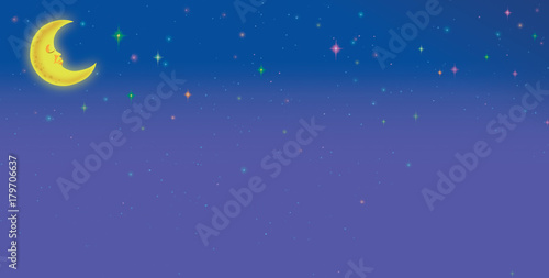 Night sky and sleeping moon background with star