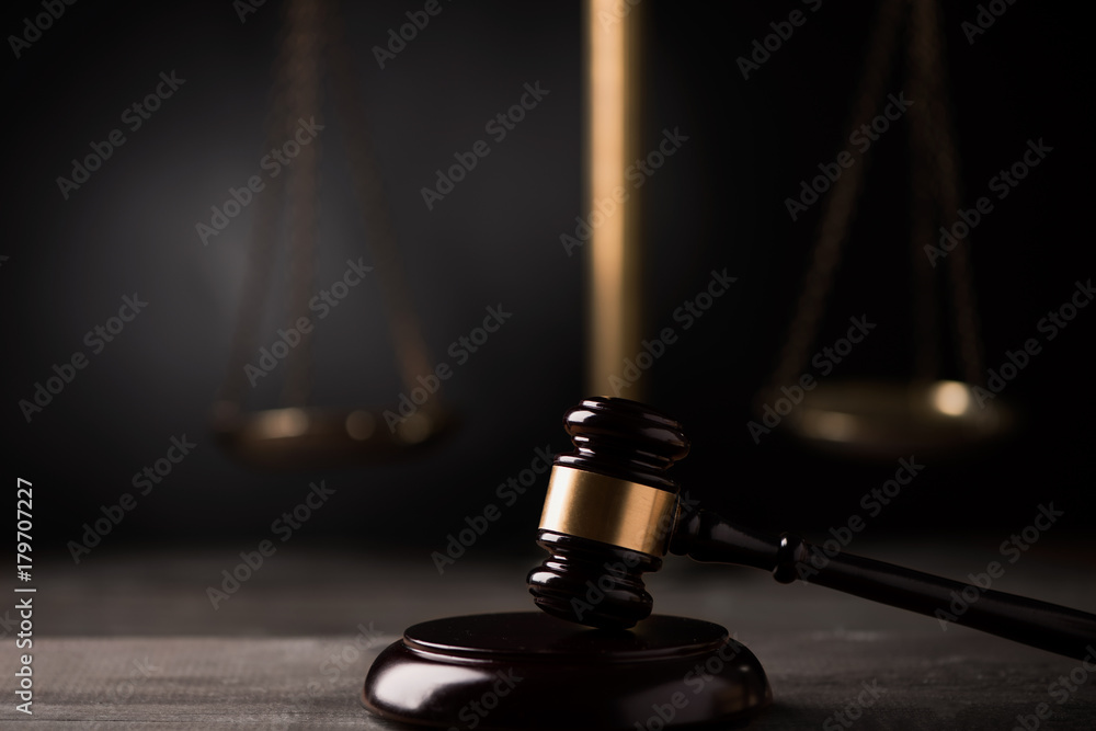 Law scales and wooden gavel Law scales and wooden gavel