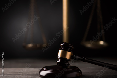 Law scales and wooden gavel