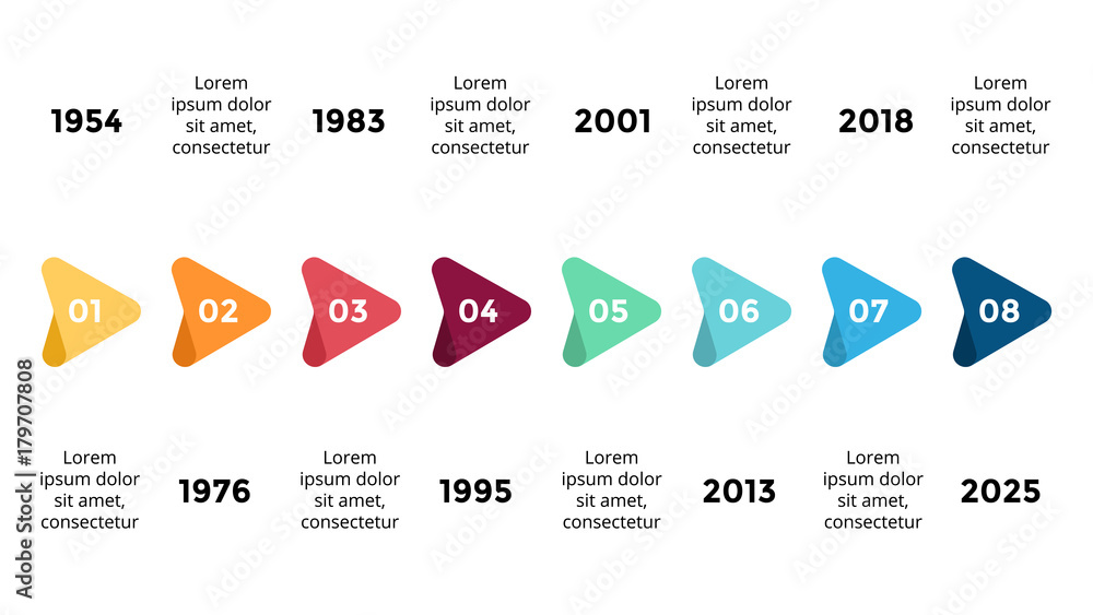 Vector arrows triangles timeline infographic, diagram chart, graph ...