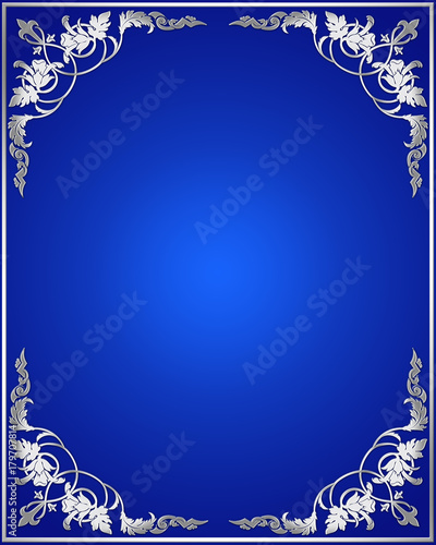 Silver vintage with flowers elements. 