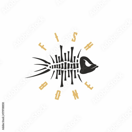 Modern vector professional sign logo fish bone