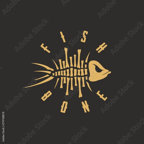 Modern vector professional sign logo fish bone