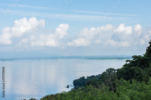 Ubonrat Dam Khon Kaen Thailand And road on the dam, water in dam,view of nature.