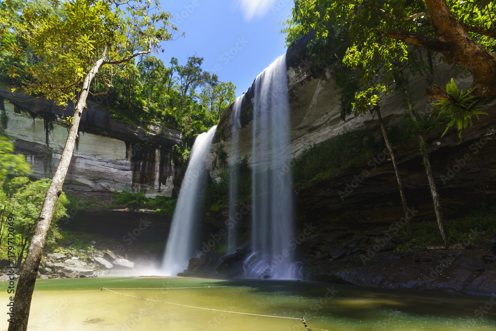 Beautiful Huai Luang Waterfall located inside Phu Chong Na Yoi National Park , Ubon Ratchathani , Thailand
