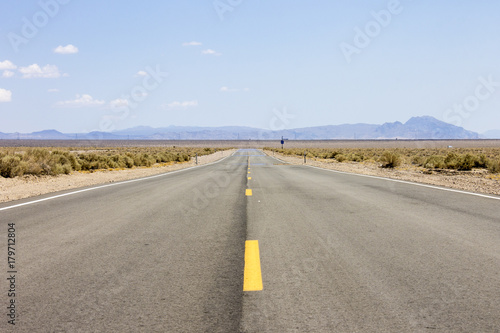 One of the roads that crosses Death Valley National Park, a desert valley located in Eastern California and one of the hottest places in the world