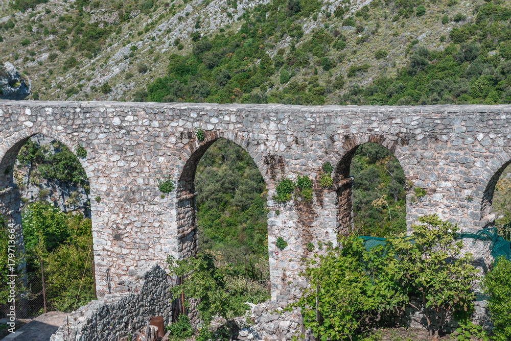 Remains of aqueduct in Stari Bar village near Bar city in Montenegro