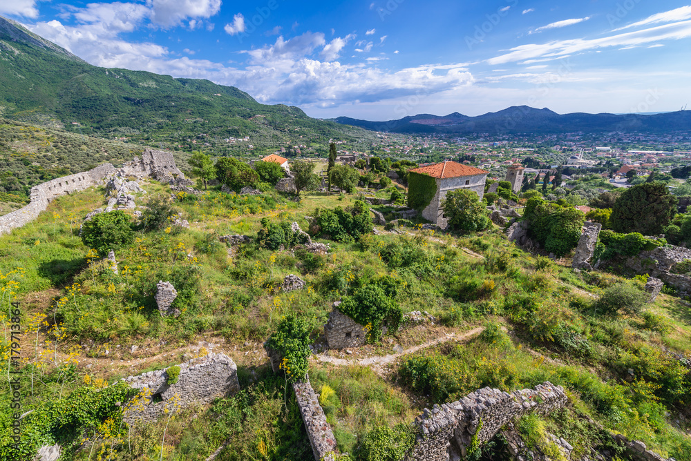 Ruins of Stari Bar fortress near Bar city in Montenegro