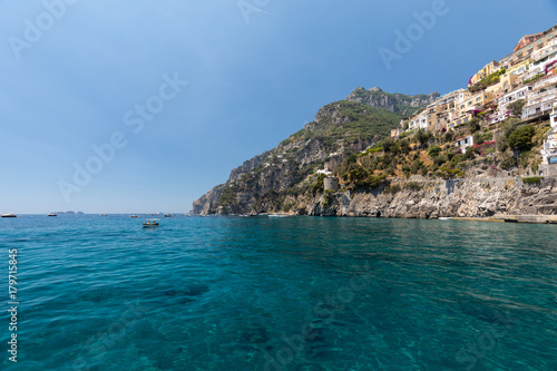 Fototapeta Naklejka Na Ścianę i Meble -  A view of the Amalfi Coast between Sorrento and Positano. Campania. Italy