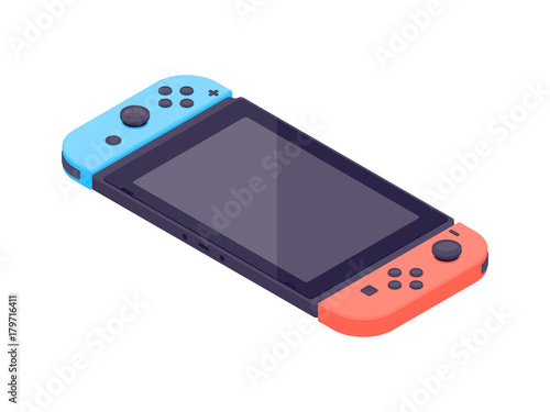 Video game console. Isometric gamepad vector illustration