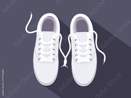White sneakers. Sport shoes. Shoes for running. Vector illustration