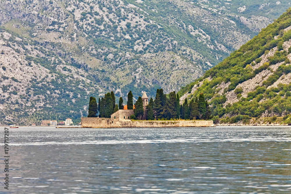 Saint George Benedictian monastery on St. George island Ostrvo Sveti Dorde. Montenegro
