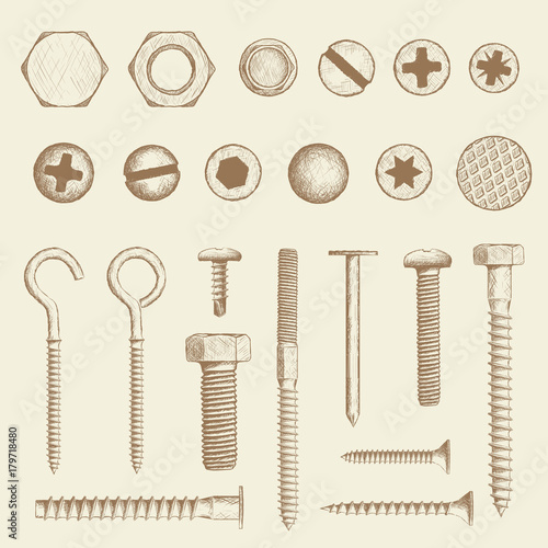 Bolt, screws and nail