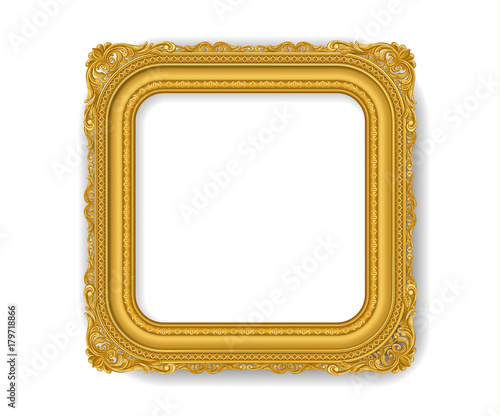  gold vintage picture frame on white wall
