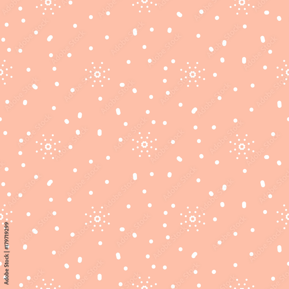 Snowflake pink and white winter seamless vector pattern. Holiday celebration gift paper or background. Snowflake pink and white winter seamless vector pattern. Holiday celebration gift paper or background.