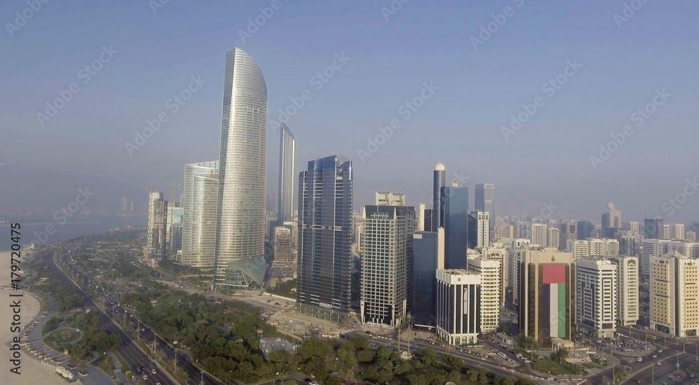 Beautiful aerial view of Downtown Dubai, UAE