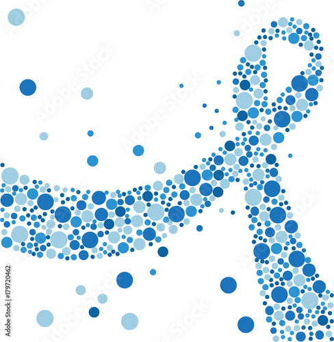 Prostate cancer awareness blue ribbon made of circles. Vector illustration.