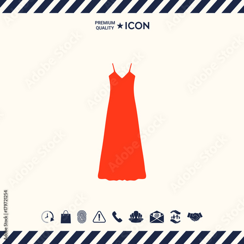 Long Dress, Evening dress, combination or nightie , the silhouette. Menu item in the web design