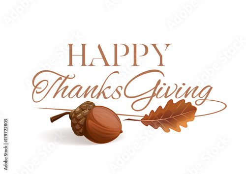 Thanksgiving lettering design. Happy Thanksgiving. Vector illustration isolated on white background
