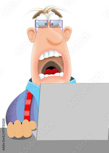man looking at a laptop screaming © alan