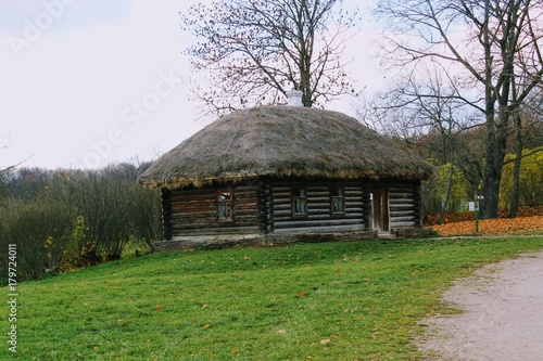Wooden hut in the estate of Count Leo Tolstoy in Yasnaya Polyana in October 2017.