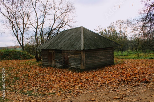 Wooden hut in the estate of Count Leo Tolstoy in Yasnaya Polyana in October 2017.