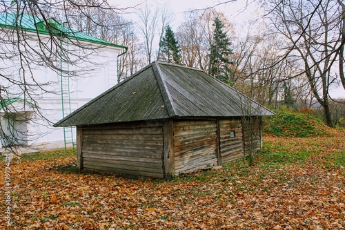 Wooden hut in the estate of Count Leo Tolstoy in Yasnaya Polyana in October 2017.